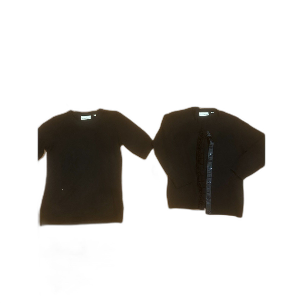 SET of Ico Uniforms Black Sweater Stella Cardigan and Black Blouse SZ XS